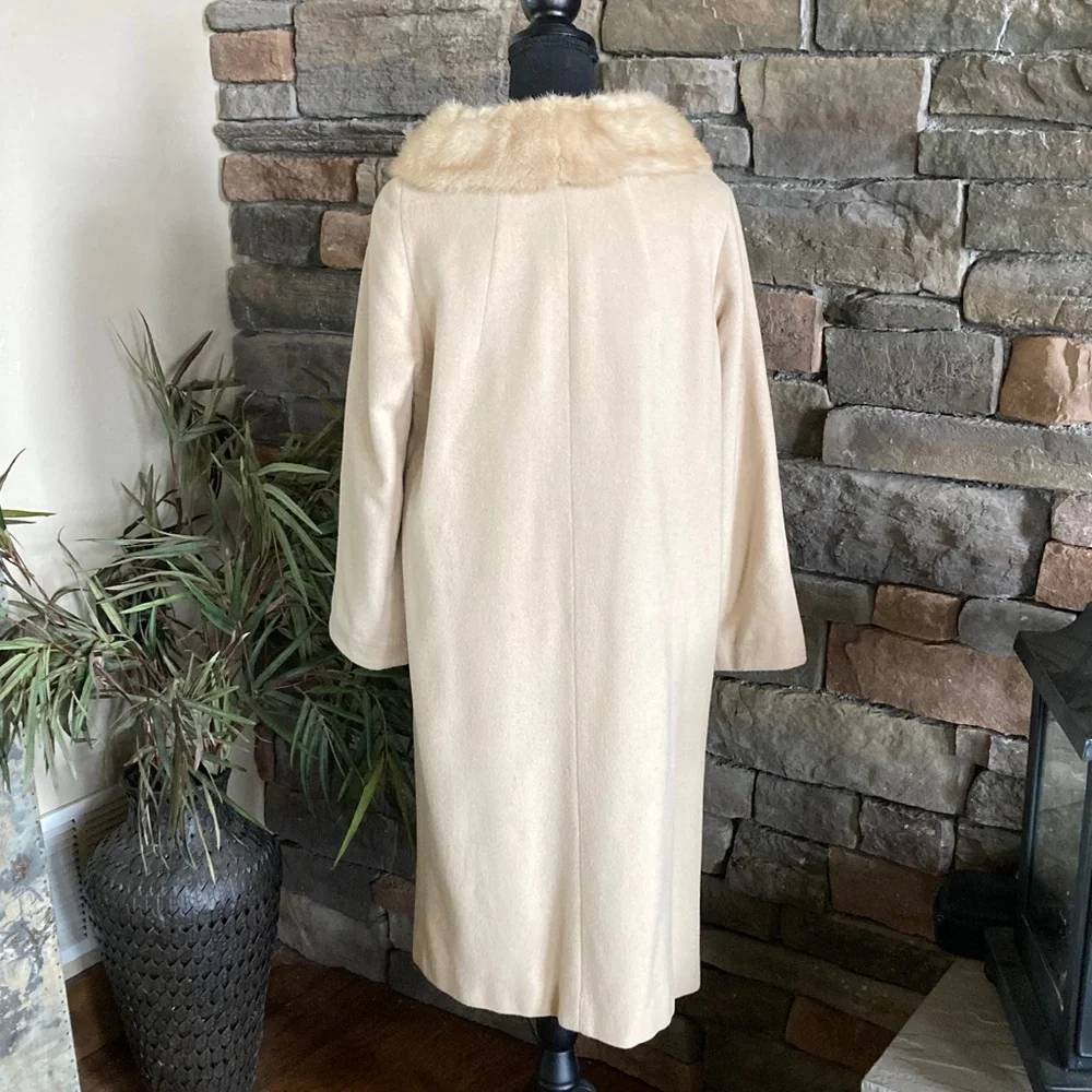 Vintage J.J. O’Donnell 100% Pure Cashmere Mink Collar Long Coat